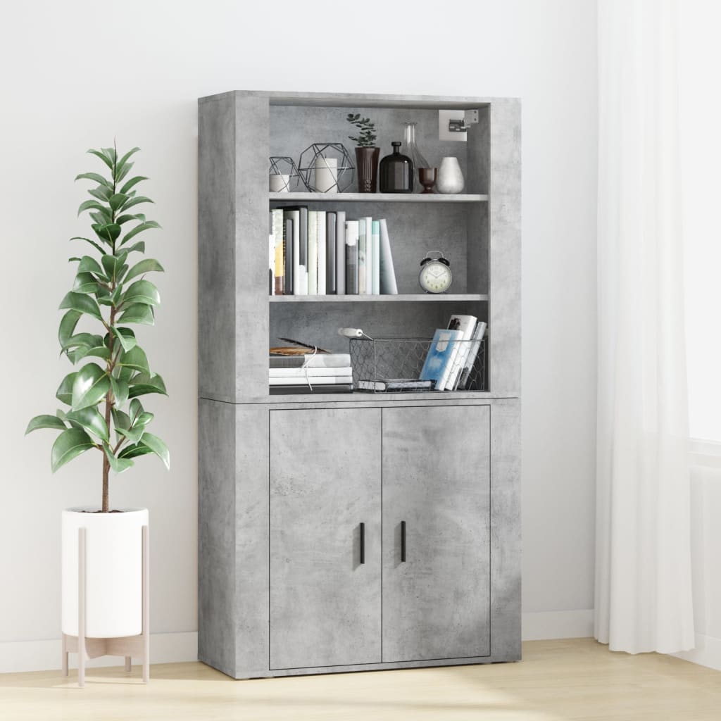 vidaXL Bahut gris béton en bois d'ingénierie