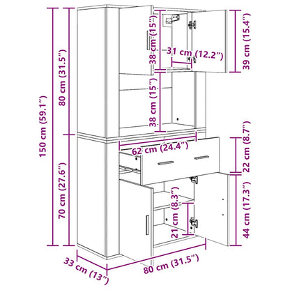 vidaXL Highboard Sonoma-Eiche Holzwerkstoff