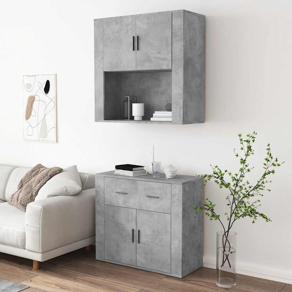 vidaXL Bahut gris béton en bois d'ingénierie