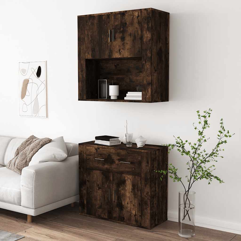vidaXL Highboard Räuchereiche Holzwerkstoff