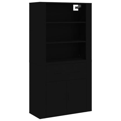 vidaXL Buffet haut noir en bois d'ingénierie