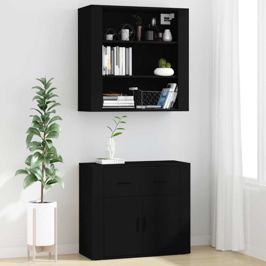 vidaXL Buffet haut noir en bois d'ingénierie