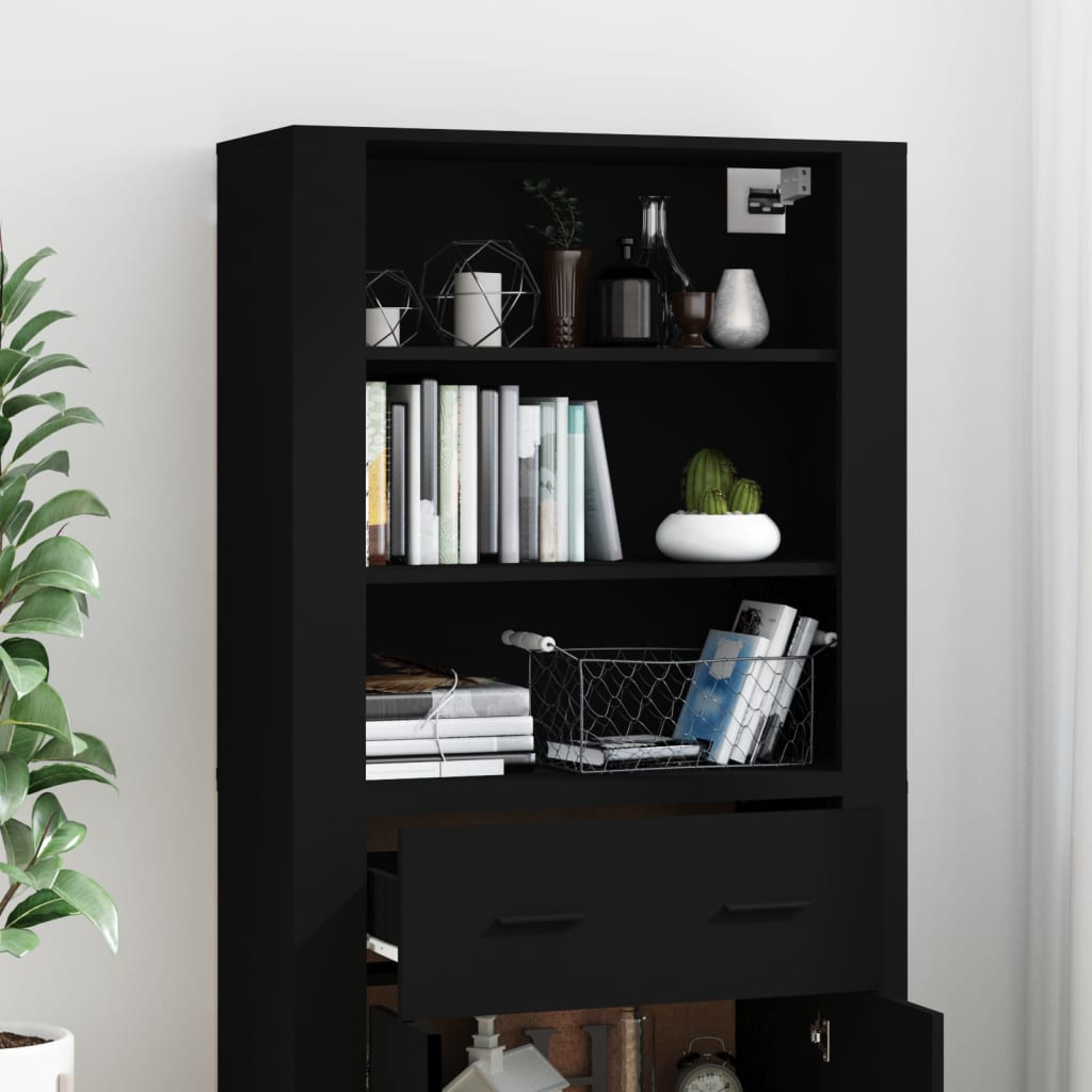 vidaXL Buffet haut noir en bois d'ingénierie
