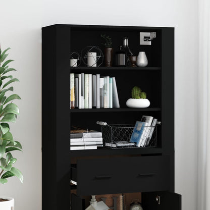 vidaXL Buffet haut noir en bois d'ingénierie