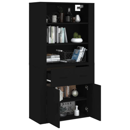 vidaXL Buffet haut noir en bois d'ingénierie