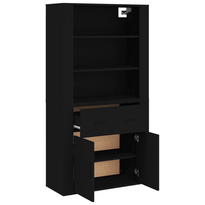 vidaXL Buffet haut noir en bois d'ingénierie