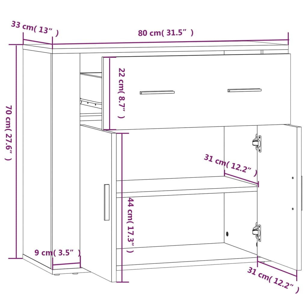 vidaXL Highboard en aggloméré coloris chêne Sonoma