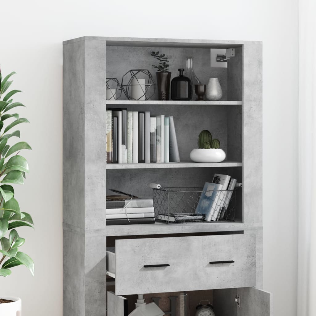 vidaXL Bahut gris béton en bois d'ingénierie