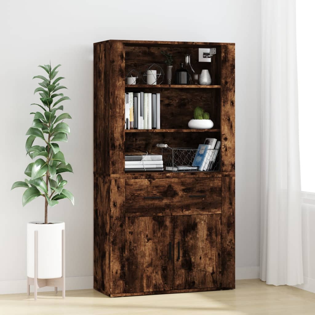 vidaXL Highboard Räuchereiche Holzwerkstoff