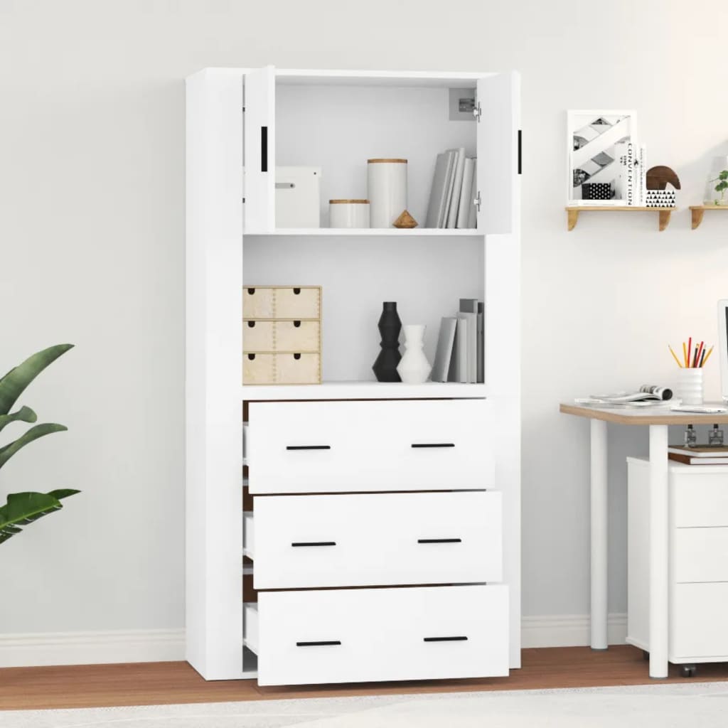 vidaXL Highboard blanc Bois d'ingénierie