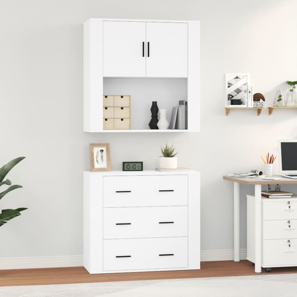 vidaXL Highboard blanc Bois d'ingénierie