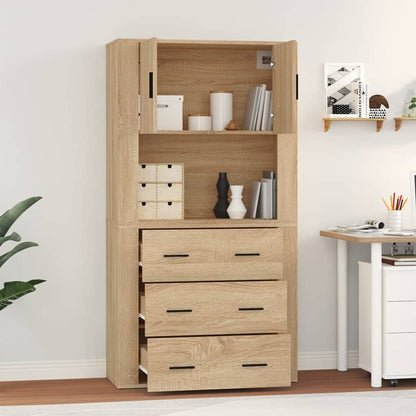vidaXL Highboard en aggloméré coloris chêne Sonoma