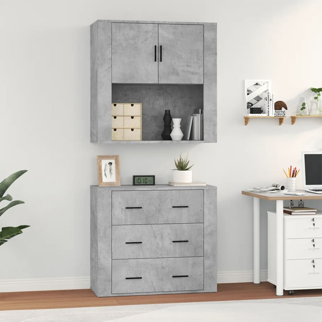 vidaXL Buffet haut gris béton en bois d'ingénierie