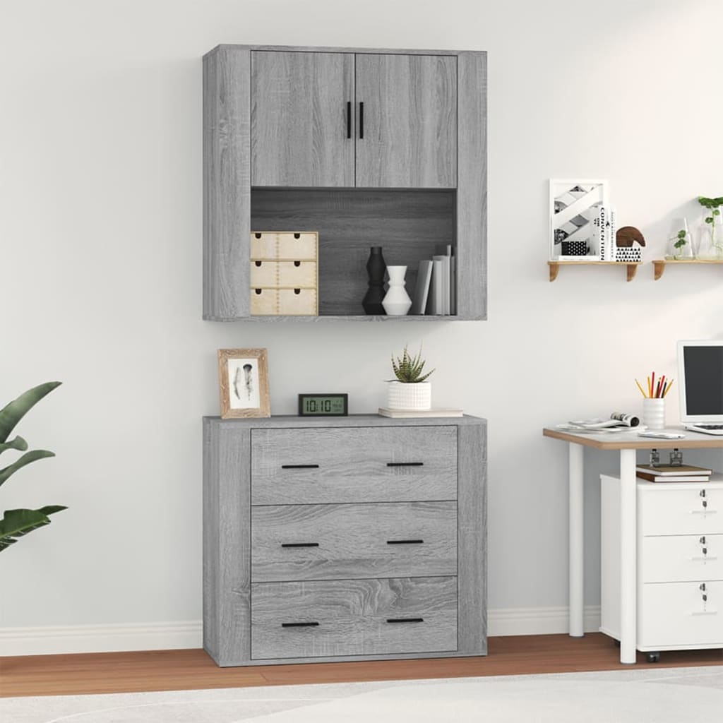 vidaXL Buffet haut gris en bois d'ingénierie Sonoma