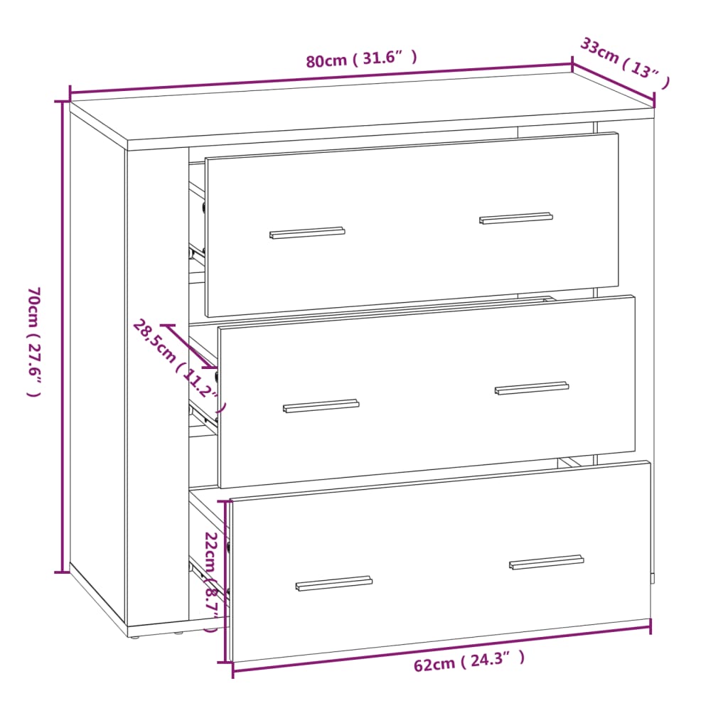 vidaXL Highboard Betongrau Holzwerkstoff