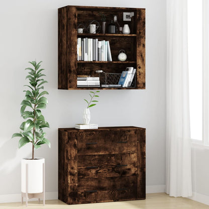 vidaXL Buffet haut chêne fumé bois d'ingénierie