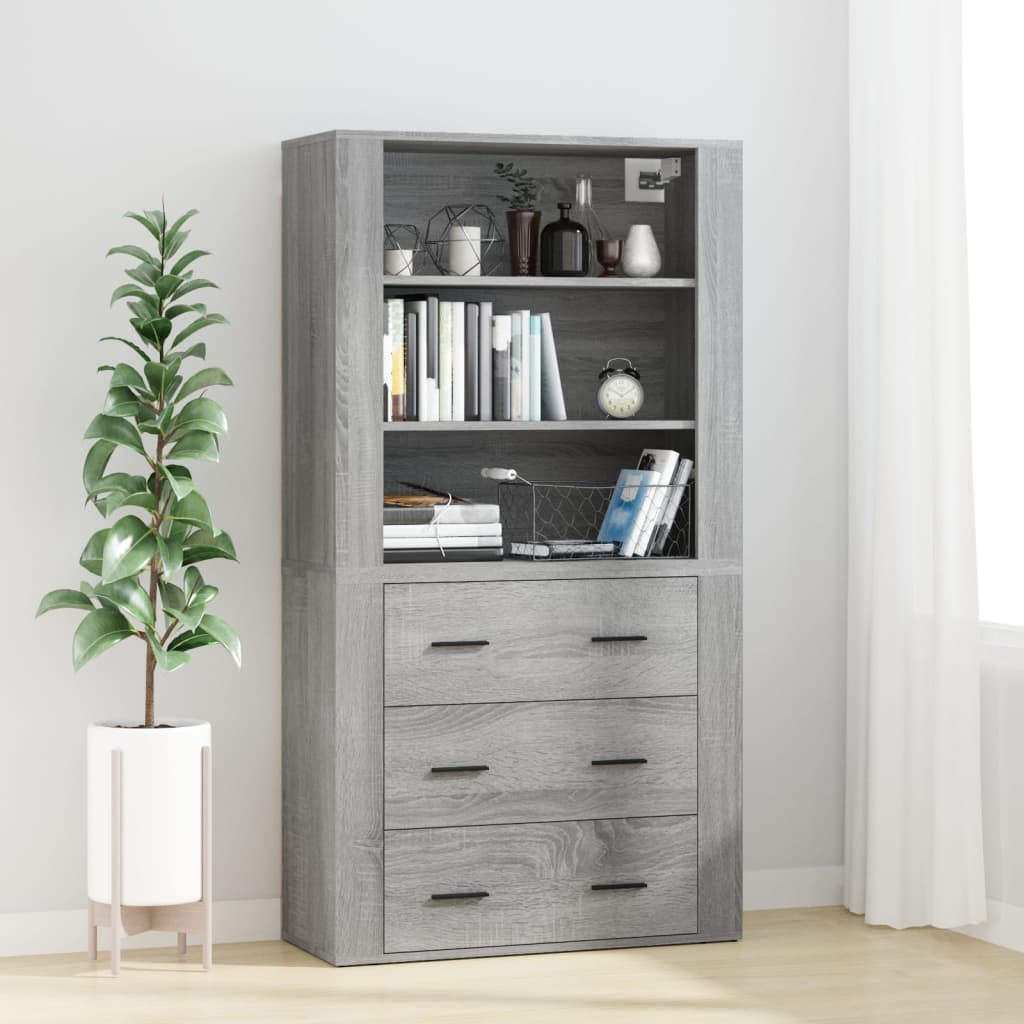vidaXL Buffet haut gris en bois d'ingénierie Sonoma