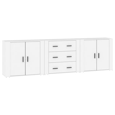 vidaXL Enfilades 3 pcs Blanc Bois d'ingénierie