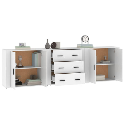 vidaXL Enfilades 3 pcs Blanc Bois d'ingénierie