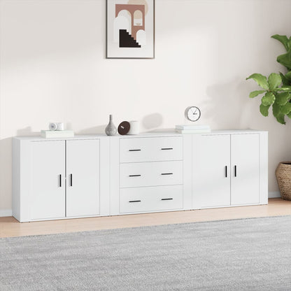 vidaXL Enfilades 3 pcs Blanc Bois d'ingénierie