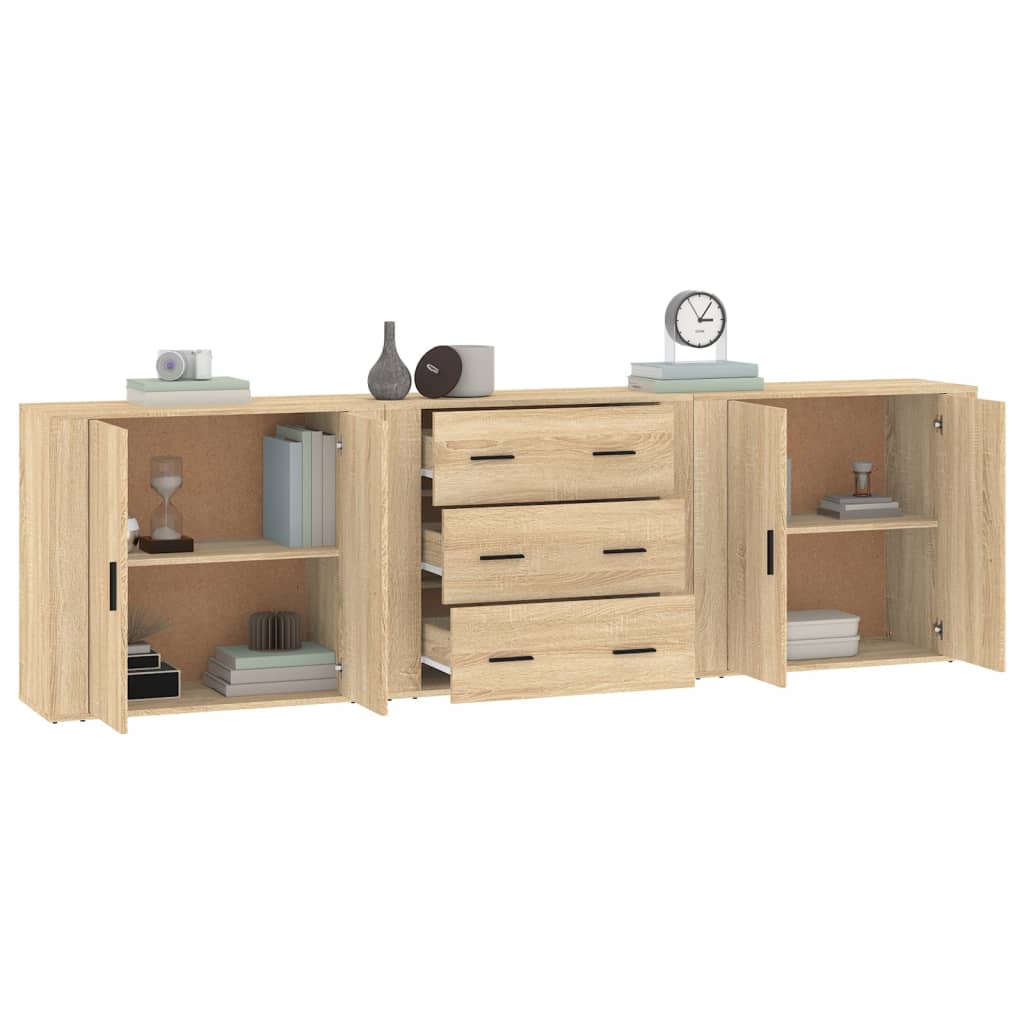 vidaXL Commodes 3 pcs. Aggloméré chêne sonoma