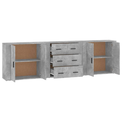 vidaXL Commodes 3 pcs Gris béton Bois d'ingénierie
