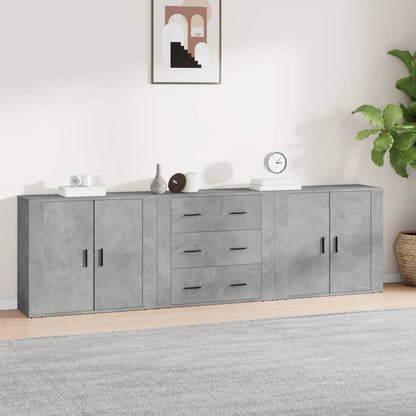 vidaXL Commodes 3 pcs Gris béton Bois d'ingénierie