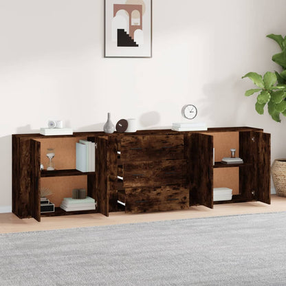 vidaXL Bahuts 3 pcs Chêne fumé en bois d'ingénierie