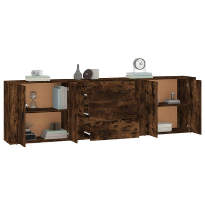 vidaXL Bahuts 3 pcs Chêne fumé en bois d'ingénierie