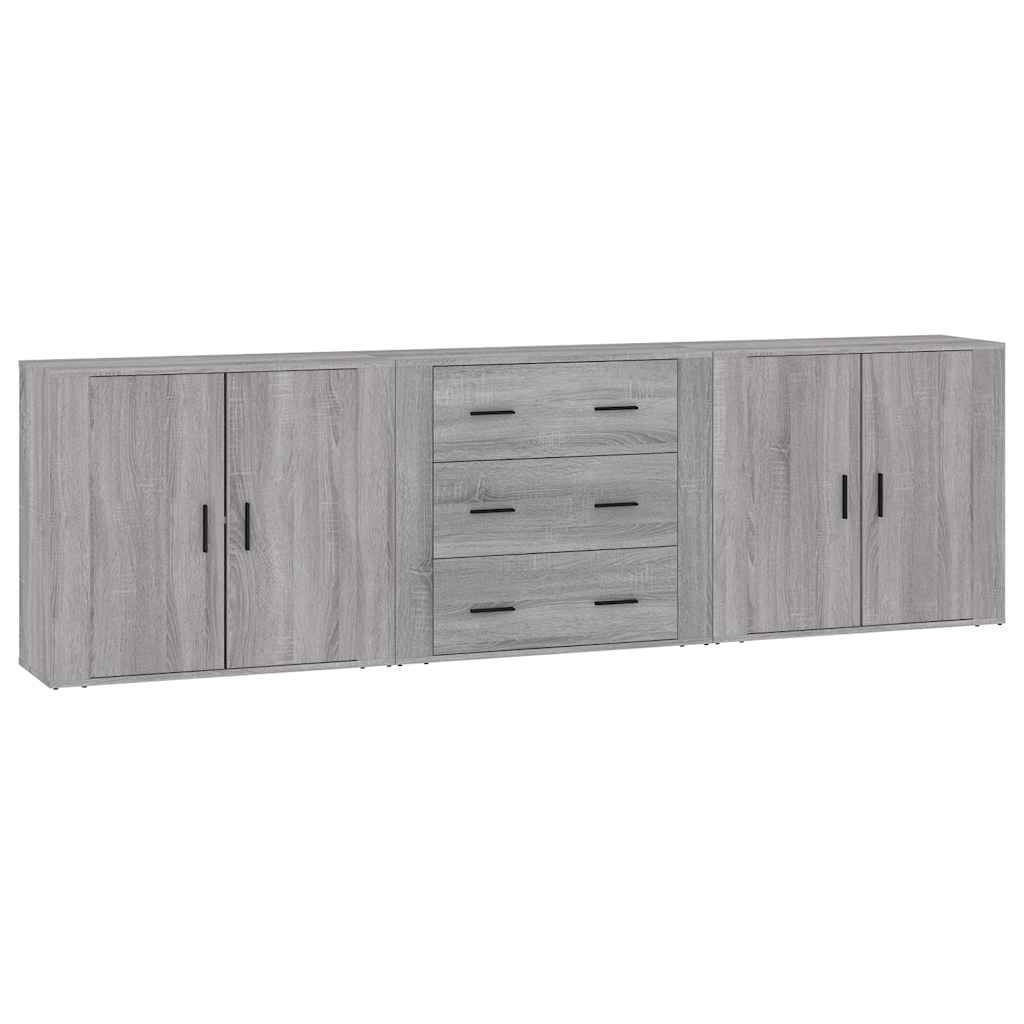 vidaXL Buffets 3 pcs. gris Sonoma bois d'ingénierie