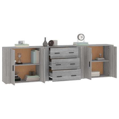 vidaXL Buffets 3 pcs. gris Sonoma bois d'ingénierie