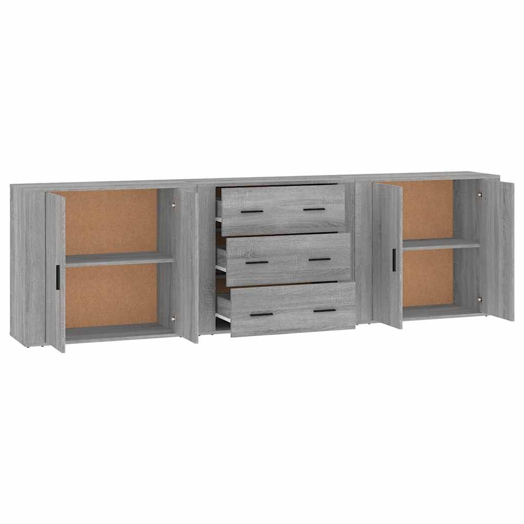 vidaXL Buffets 3 pcs. gris Sonoma bois d'ingénierie