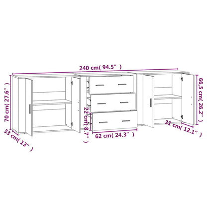 vidaXL Buffets 3 pcs. gris Sonoma bois d'ingénierie