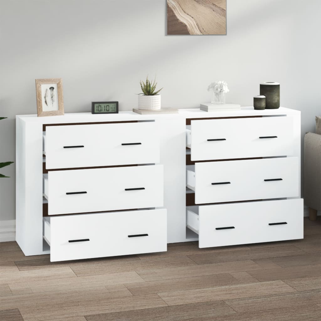 vidaXL Commodes 2 pcs Blanc Bois d'ingénierie
