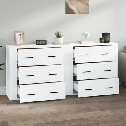 vidaXL Commodes 2 pcs Blanc Bois d'ingénierie