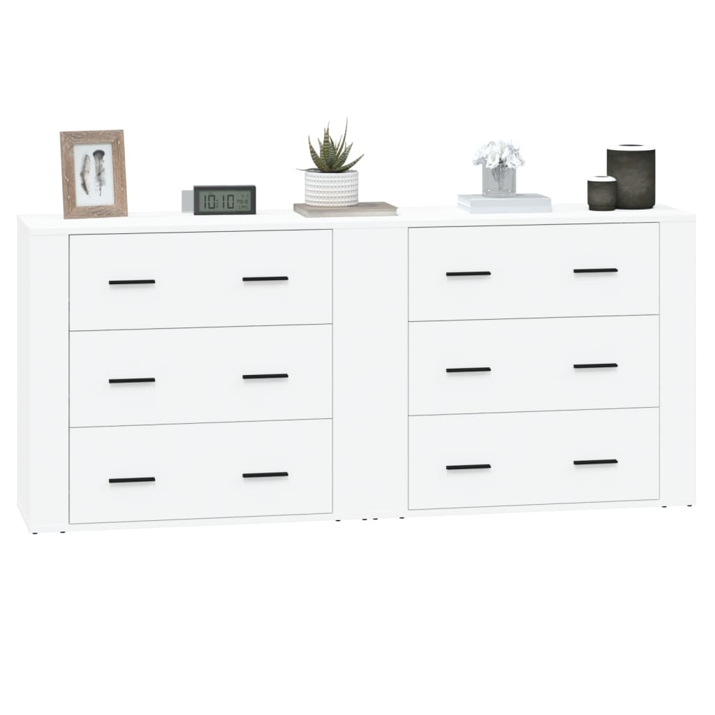 vidaXL Commodes 2 pcs Blanc Bois d'ingénierie