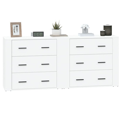 vidaXL Commodes 2 pcs Blanc Bois d'ingénierie
