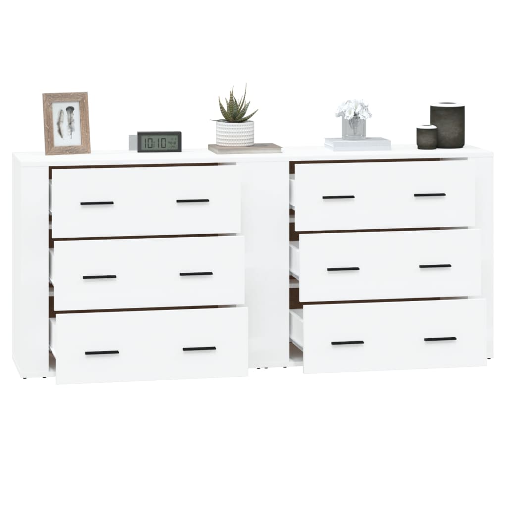 vidaXL Commodes 2 pcs Blanc Bois d'ingénierie