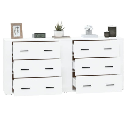 vidaXL Commodes 2 pcs Blanc Bois d'ingénierie
