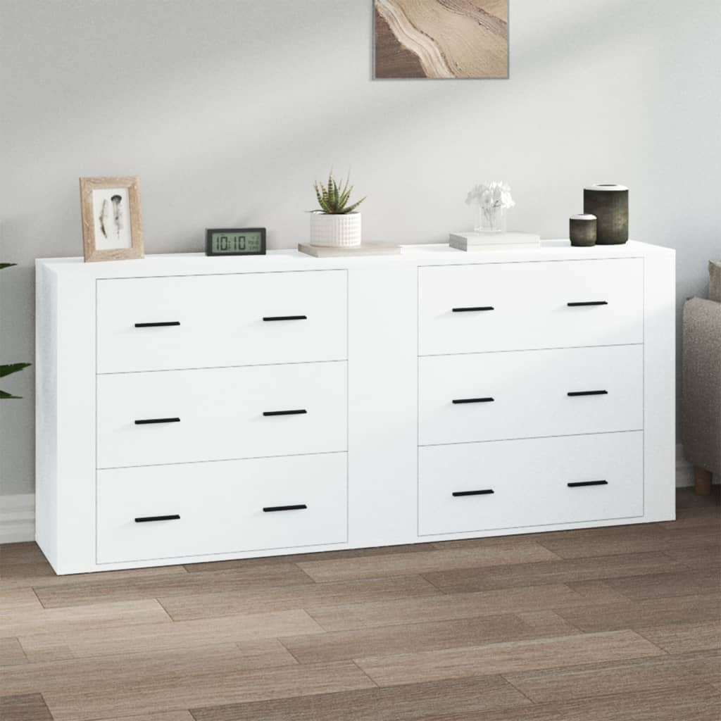 vidaXL Commodes 2 pcs Blanc Bois d'ingénierie