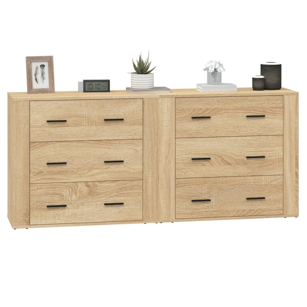 vidaXL Buffets 2 pcs Chêne Sonoma Bois d'ingénierie
