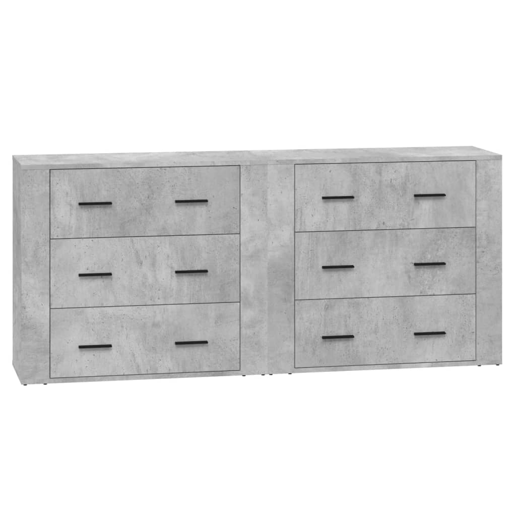 vidaXL Bahuts 2 pcs Gris béton Bois d'ingénierie