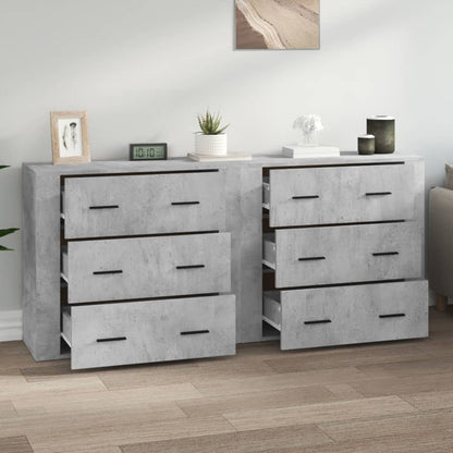 vidaXL Bahuts 2 pcs Gris béton Bois d'ingénierie