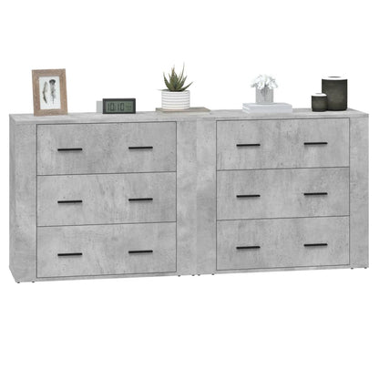 vidaXL Bahuts 2 pcs Gris béton Bois d'ingénierie