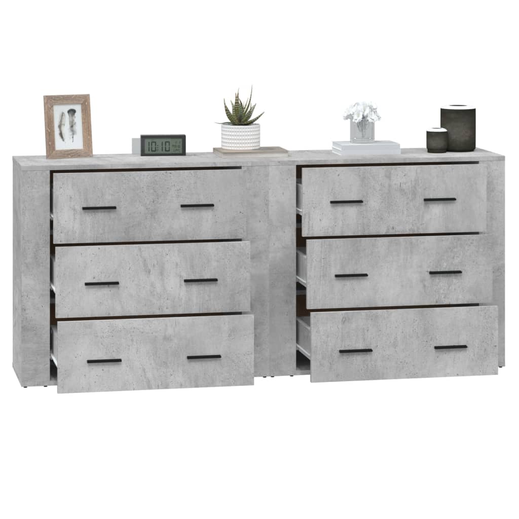 vidaXL Bahuts 2 pcs Gris béton Bois d'ingénierie