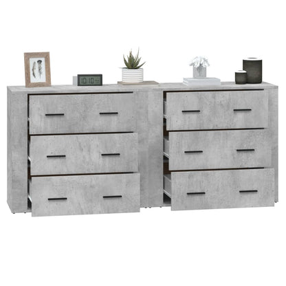 vidaXL Bahuts 2 pcs Gris béton Bois d'ingénierie