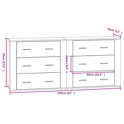 vidaXL Bahuts 2 pcs Gris béton Bois d'ingénierie