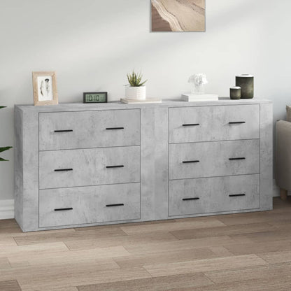 vidaXL Bahuts 2 pcs Gris béton Bois d'ingénierie