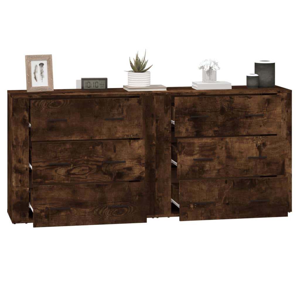 vidaXL Buffets 2 pcs Chêne fumé Bois d'ingénierie
