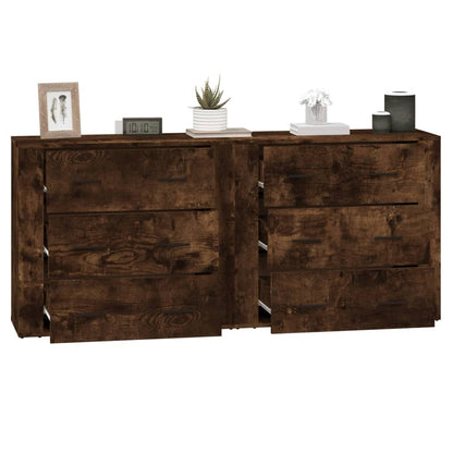 vidaXL Buffets 2 pcs Chêne fumé Bois d'ingénierie